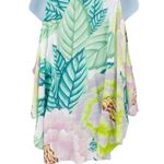 Mara Hoffman Tropical Print Pastel Cold Shoulder Button Up Collared Shirt Top Photo 2