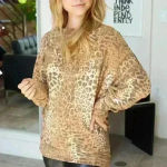 White Birch 5. Leopard Fleece Top with Zipper Detail Photo 0