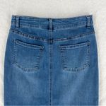 OAT New York Stretch Medium Wash Denim Midi Skirt Size 4 Blue Photo 8