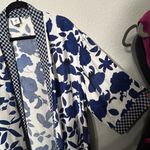 CAbi Botanical Kimono Open Front Tunic Blue White Black Floral Medium Large Photo 6