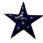 Vintage Celestial Enamel Star Brooch & Earrings Jewelry Set Gold Tone Moon Stars Blue Photo 5