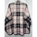 Nicole Miller  Size 2X/3X Plaid Zip Up Poncho Cape Sweater Tan Red Black Preppy Photo 4