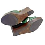 Frye Piper X Strap Wedge Shoes Womens Size 7M Green Leather Studded Sandals Heel Photo 5