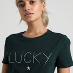 Topshop Dark Green LUCKY Star Short Sleeved Top Size 4 Photo 2