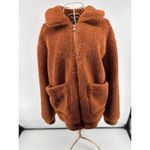 Elodie Anthropologie Faux Sherpa Teddy Coat Oversized Rust Size Medium Pockets Photo 11
