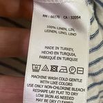 Anthropologie Maeve White With Blue Stripes Linen Top Size Medium Photo 7