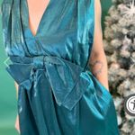 Entro NWT  Bow Front Metallic Green Dress Sz M Photo 3