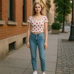 Forever 21 Cherry Print Crop Top Ribbed Knit Short Sleeve Scoop Neck Size M Photo 11