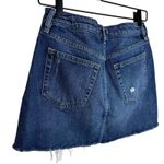 Free People  27 Waist Button Fly A-line Denim Raw Edge Distressed Mini Skirt Photo 4