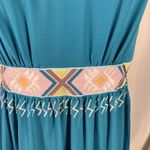 Sundance‎ Teal Blue Embroidered Sleeveless Boho Midi Dress Women's Size 2 Photo 2