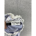 ZARA  Women's Blouse Sleeveless Crochet Neck Size XS Blue Striped High Neck Photo 11