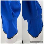 St. John  Collection Blazer Jacket Women's Size 12 Blue Gold Hardware Knit USA Photo 6