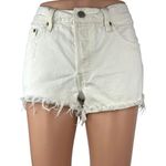 Levi's 501 Women's White Denim Distressed Frayed Raw Hem Mid Rise Jean Shorts 27 Photo 0