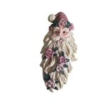 Vtg Huge Old World Santa Pink Roses Long Beard Christmas Women’s Brooch Jewelry Photo 4