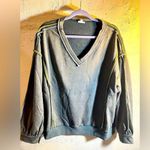 POL  NEW pullover vneck, stitching is lime green and grey: color vintage moss: MD Photo 0