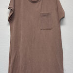 Entro Ribbed T-Shirt Dress Casual Short Sleeve Knit Brown Orange Large Pocket Photo 0