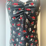 No Comment Floral Print Midi Dress Black and Red Size M Photo 3