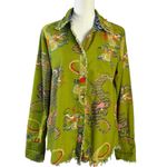 Vintage Y2K Tizzie Chinese Green Dragon Print Button Down Shirt Size Large Photo 1