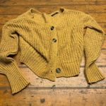 Moon and Madison Mustard Yellow Knit Cardigan Sweater Cropped V Neck Buttons S Photo 0