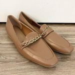 ASOS Faux Leather Tan Brown Chain Loafers Size 8 Photo 0