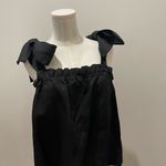 J.Crew  Linen Tie-Shoulder Tank – Black Bow Strap Top Size Medium Photo 1