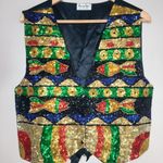 Vintage Multicolor Fish Scene Sequin Fashion Vest Green Size undefined Photo 1