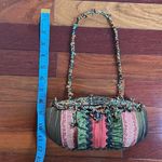 Pritzi Vintage Inspire Beaded Purse Bag Olive Green Satin Boho Indie Artsy Party Photo 8