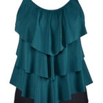 Teal Black Tankini Set Layered Ruffle Top Boyshorts Size 10 NWT #6973 Photo 0