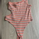 Wild Fable Orange and White Striped Bodysuit Photo 0
