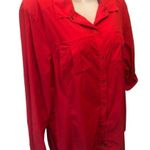 Rei Co-op REI Hiking Top Blouse Sz. XL Red Full Snap Chest Pockets Roll Tab Sleeve Stretch Photo 2