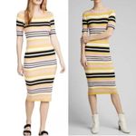 frame denim Frame Baja Stripe Cotton and Cashmere Rib Knit Midi T Shirt Dress Photo 1