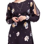 Free People Black Floral Sunshadows Slit Sleeve Mini Dress Size 0 Photo 0