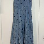 Hunter Bell Alex Denim Wide Leg Crop Jumpsuit Tie Straps With Side Zip Size 0 Photo 6