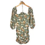 Hello Molly  Basque Country Long Sleeve Ruched Mini Dress Floral Sage Medium NWT Photo 3