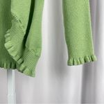Energie  Vintage Y2K Ramie Medium Ribbed Ruffle Cardigan Lime Green Boho Retro Photo 2