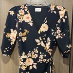 Everly Floral Black Wrap Dress Photo 0