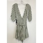Trixxi NWT Women's Olive Green/White Striped Waist Tied Wrap Romper- Size M Photo 3