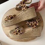 Sole Society Animal Print Cow Hair Buckle Ankle Wedge Sandal USA Made 10 Photo 3