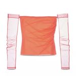 Helmut Lang  Sheer Sleeve Tube Top in Coral, NWT, Size XS Photo 1
