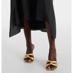 Gianvito Rossi Amour 85 Metallic Leather Mules Gold Silk Size 9.5 US 40 EU NIB Photo 1