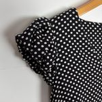 Calvin Klein Polka Dot Dress Black White Puff Cap Sleeve V Neck Size 6 Photo 2