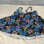 Swim Solutions Tankini Top Swimsuit size 10 Boho Paisley V Neck Underwire NEW Blue Photo 12