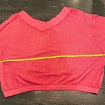 Free People We The Free Women's S Pink V-Neck Long Sleeve Waffle Knit Top Photo 5