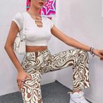 SheIn Brown Swirl Pattered Pants Photo 4