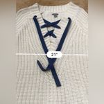 Aerie  Women’s‎ Size Medium Cream Chunky Knit Lace Up Sweater Photo 9