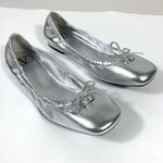Valentino Garavani  VLOGO Signature Metallic Silver Leather Ballet Flats 36.5 NEW Photo 0