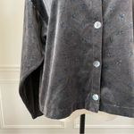 True Grit  Petit Leaves Dark Grey Blue Leaf Velvet Boxy Shirt L Photo 3