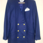 Oleg Cassini Vintage  Wool Blazer Womens 10 Blue Gold Buttons Career Jacket Photo 0