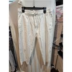 Caribbean Joe White Cropped Linen Blend Pants Elastic Waist Drawstring Casual Comfy‎ Trousers Photo 2