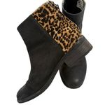 Sperry Maya Belle Black Leather calf hair Leopard Print Chelsea Ankle Boots 8.5 Photo 0